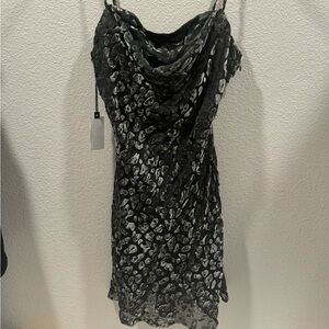 Astr The Label Gabi Leopard Velvet Burnout Cowl Minidress
